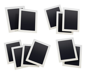 set photo frames camera polaroid 3d rendering png