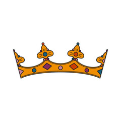 King crown vintage vector illustration. Crown with gems illustration.