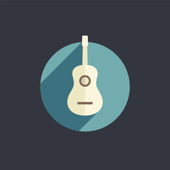 Classical guitar flat style vector icon on dark background