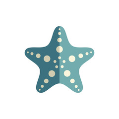 Starfish flat vector illustration. Blue coloured with light dots.