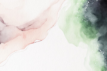 Abstract watercolor background. Green and beige watercolor texture. Artistic digital wallpaper.