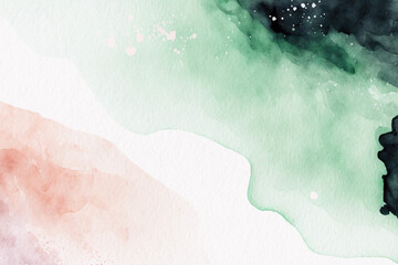 Abstract watercolor background. Green and beige watercolor texture. Artistic digital wallpaper.