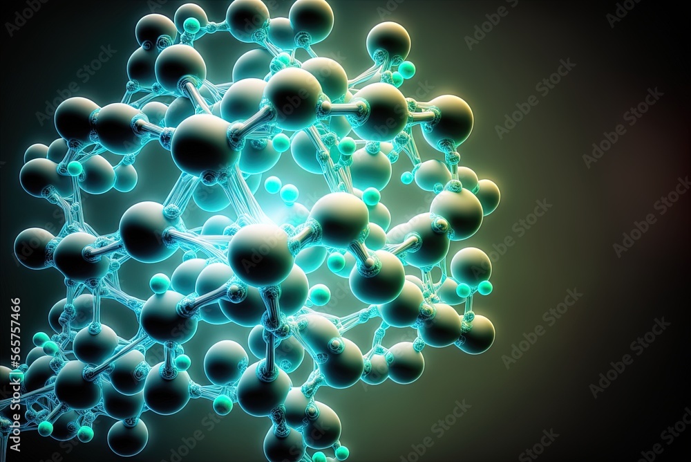 Poster scientifically or medically-related abstract structure (e.g., a molecule or atom) generative ai