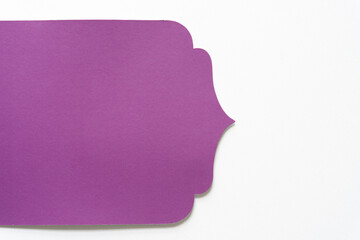 purple cardboard with elegant contours on blank paper