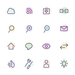 Mobile app user interface line vector icons