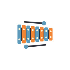 Xylophone musical instrument flat style vector icon