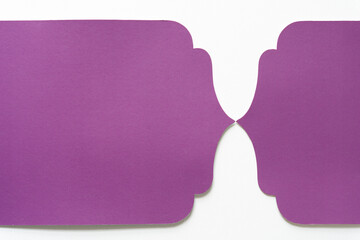 purple cardboard with elegant contours on blank paper