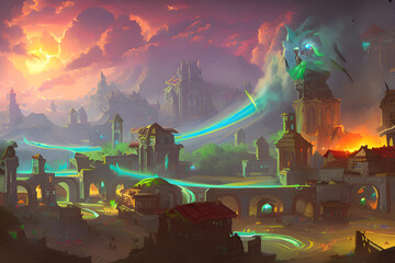 Obraz premium Fantasy World Generative AI, Generative, AI