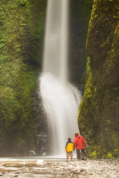 A mother and her son admire Oneonta Falls on June 27, 2007 near Corbett, Oregon.