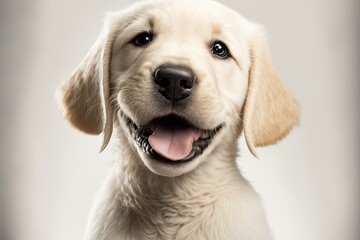 Happy dog smiling , cute puppy, happy pet, vet day, isolated white background, Generative AI