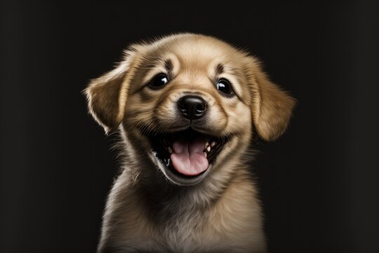 Happy dog smiling , cute puppy, happy pet, vet day, Generative AI