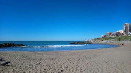 view of the beach alfonsina  the city mar del plata argentina 