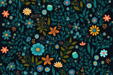 ditsy floral pattern made by generative ai - obrazy, fototapety, plakaty
