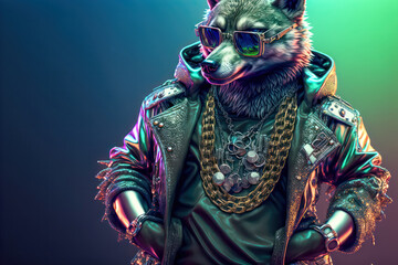 Animal Rapper Abstrakte Illustration Digital Art Hintergrund Background Cover Generative AI Cartoon Fantasy