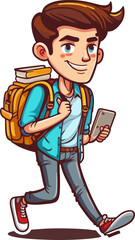 Cheerful student with books