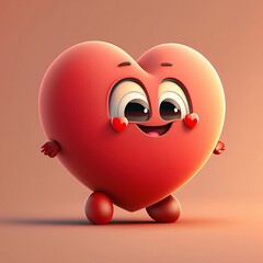 Cute Cartoon Valentine Heart Character AI