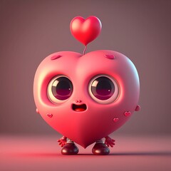 Fototapeta premium Cute Cartoon Valentine Heart Character