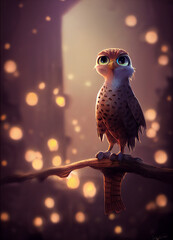 Cute, adorable cartoon, animation bird of a cinematic universe, lighting, photography, cuteadorable animals, trough wings of a better future, NFT compatible, AI generative