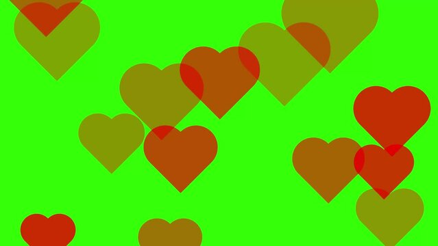 Rain butterfly love heart happy valentine day icon footage green screen
