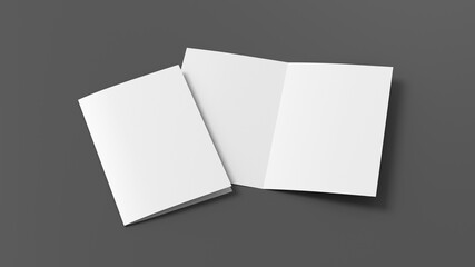 Half-folded flyer A4 booklet mock up on gray background