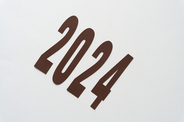 Fototapeta premium the number two, zero, two, and four or 2024 isolated on blank paper
