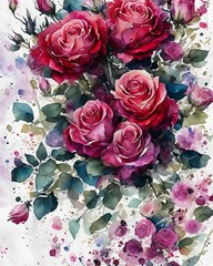 red roses. watercolor. generative ai