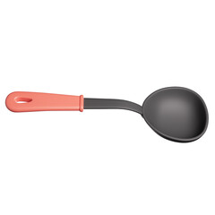 Plastic kitchen soup ladle isolated on white front view. 3D render