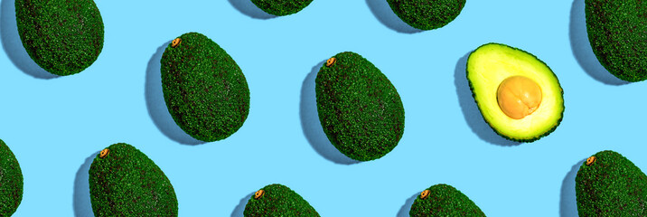 Fresh avocado pattern overhead view