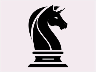 Black Chess Knight Horse Pegasus Unicorn silhouette logo design vector.