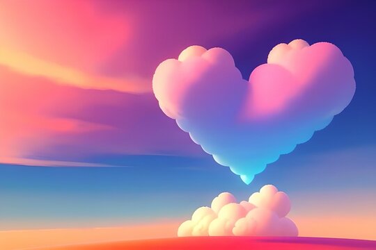 Heart shaped cloud reflecting the sunlight during twilight, made with generative ai