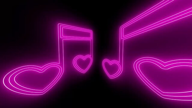 music sounds notes valentines hearts animation love couples holiday rotation neon lights