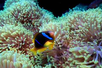 Obraz na płótnie Canvas clown fish red sea, underwater reef anemone