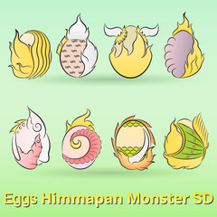 Eggs Himmapan monster cartoon SD style.