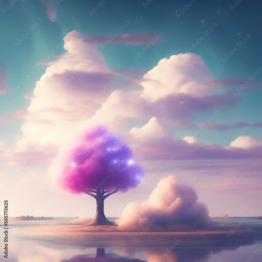 Wall mural generative ai: beautiful sky and clouds in soft pastel color. soft cloud in the sky background