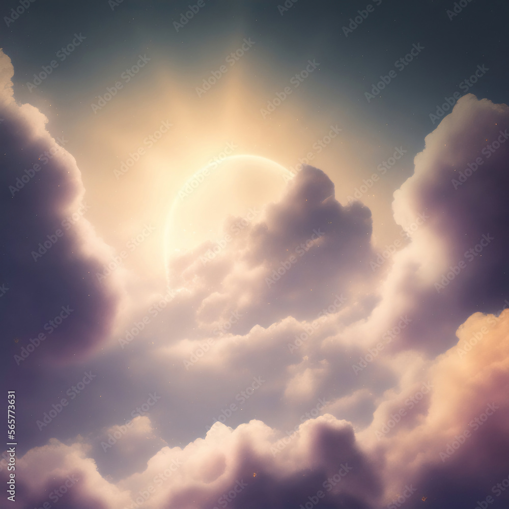Wall mural generative ai: beautiful sky and clouds in soft pastel color. soft cloud in the sky background