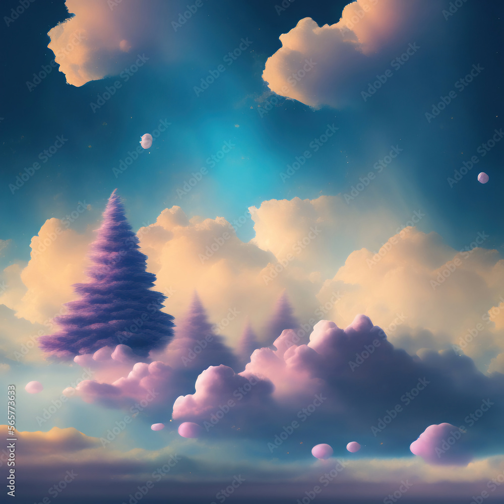 Wall mural generative ai: beautiful sky and clouds in soft pastel color. soft cloud in the sky background