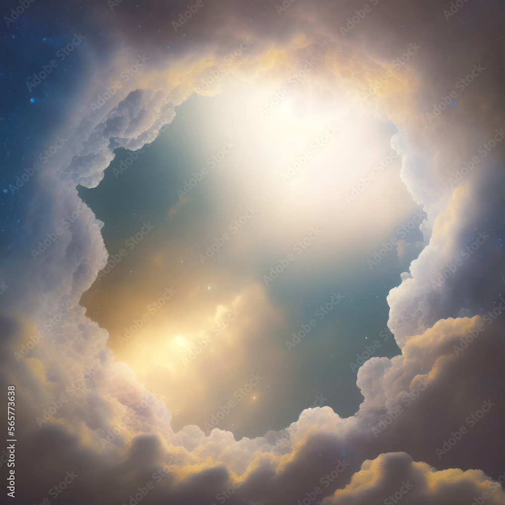 Wall mural generative ai: beautiful sky and clouds in soft pastel color. soft cloud in the sky background