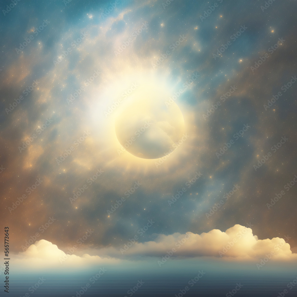 Wall mural generative ai: beautiful sky and clouds in soft pastel color. soft cloud in the sky background