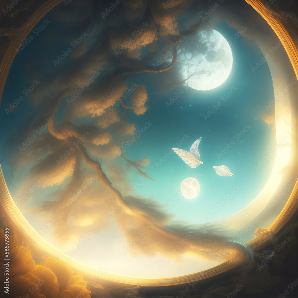 Wall mural generative ai: beautiful sky and clouds in soft pastel color. soft cloud in the sky background