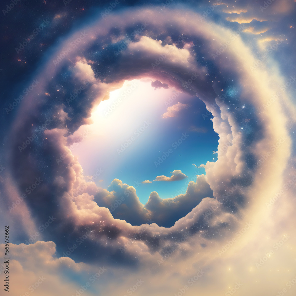 Wall mural generative ai: beautiful sky and clouds in soft pastel color. soft cloud in the sky background
