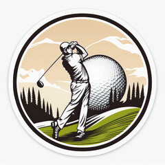 Sticker logo of a man playing golf