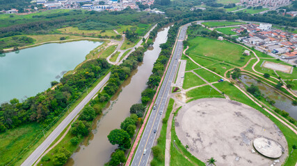 Aerial view of Parque das Águas in Sorocaba, Brazil.