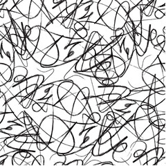 Obraz premium Doodles seamless pattern. Doodle lines ornamental trendy background. Rough line design.