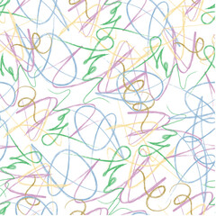 Doodles seamless pattern. Doodle lines ornamental trendy background. Rough line design.