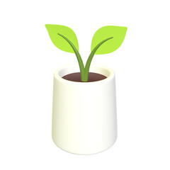 plant in a pot 3d illustration