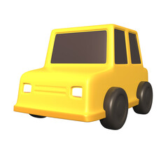 yellow toy car 3d illustration