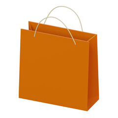 orange 3d shopping bag illustration in transparent background