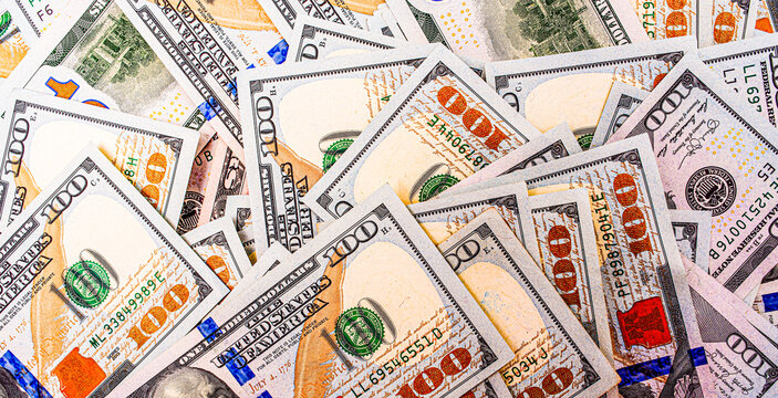 Background from American currency. Macro photo of money dollars. Finance and banks concept.