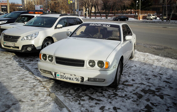 kazakhstan, Ust-Kamenogorsk, january 11, 2023: Nissan Laurel seventh generation (C34; 1993&ndash;1997)