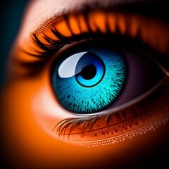 Close-Up of a Woman Blue Eye with futuristic make-up